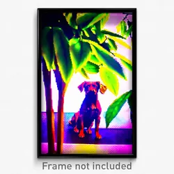 Pixel Art Poster - Leafy Dog (8 Bit Psychedelic Trippy Weird Video Game Print)