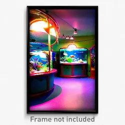 Pixel Art Poster - Whimsical Aquarium (8 Bit Psychedelic Video Game Print)