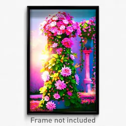 Pixel Art Poster - Flowery Post (8 Bit Psychedelic Trippy Video Game Print)
