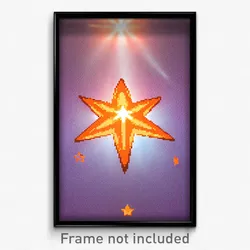 Pixel Art Poster - Orange Star (8 Bit Psychedelic Trippy Weird Video Game Print)