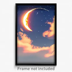 Pixel Art Poster - Attractive Moon (8 Bit Psychedelic Trippy Video Game Print)