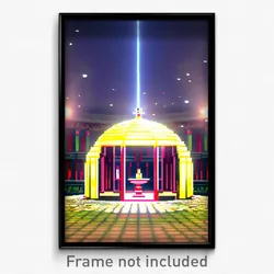 Pixel Art Poster - Round Shrine (8 Bit Psychedelic Trippy Video Game Print)