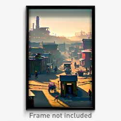 Pixel Art Poster - Active Shantytown (8 Bit Psychedelic Trippy Video Game Print)