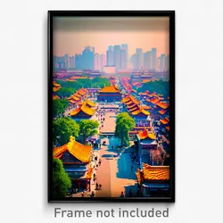 Pixel Art Poster - Natural Chinese City (8 Bit Psychedelic Video Game Print)