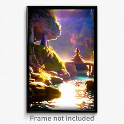 Pixel Art Poster - Pleasant Grotto (8 Bit Psychedelic Trippy Video Game Print)