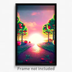 Pixel Art Poster - Fruity Henge (8 Bit Psychedelic Trippy Video Game Print)