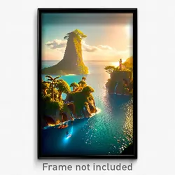 Pixel Art Poster - Imaginative Island (8 Bit Psychedelic Video Game Print)