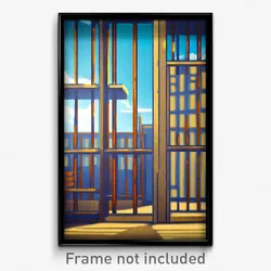 Pixel Art Poster - Sky Blue Prison (8 Bit Psychedelic Trippy Video Game Print)
