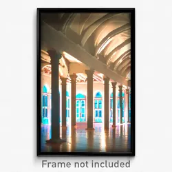Pixel Art Poster - Peaceful Historical Architecture (8 Bit Video Game Print)