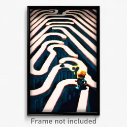 Pixel Art Poster - Dangerous Labyrinth (8 Bit Psychedelic Video Game Print)