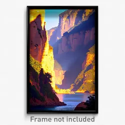 Pixel Art Poster - Quaint Gorge (8 Bit Psychedelic Trippy Video Game Print)