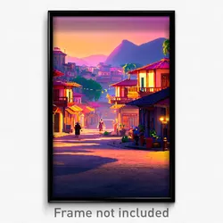 Pixel Art Poster - Unsightly Exotic Town (8 Bit Psychedelic Video Game Print)