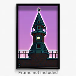 Pixel Art Poster - Silly Turret (8 Bit Psychedelic Trippy Video Game Print)