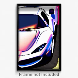 Pixel Art Poster - Smooth Racecar (8 Bit Psychedelic Trippy Video Game Print)