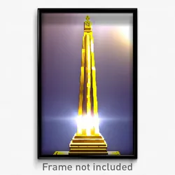 Pixel Art Poster - Golden Obelisk (8 Bit Psychedelic Trippy Video Game Print)