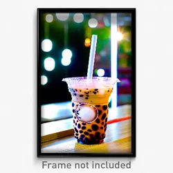 Pixel Art Poster - Webbed Bubble Tea (8 Bit Psychedelic Trippy Video Game Print)
