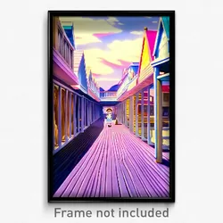 Pixel Art Poster - Anime Like Boardwalk (8 Bit Psychedelic Video Game Print)