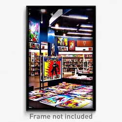 Pixel Art Poster - Spectacular Comic Book Store (8 Bit Video Game Print)