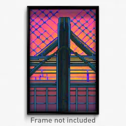 Pixel Art Poster - Complex Wire Frame Aquaduct (8 Bit Video Game Print)