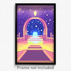 Pixel Art Poster - Starry Trapdoor (8 Bit Psychedelic Trippy Video Game Print)