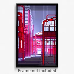 Pixel Art Poster - Red Factory (8 Bit Psychedelic Trippy Weird Video Game Print)