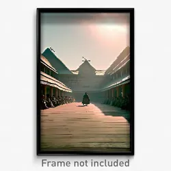 Pixel Art Poster - Jaw Dropping Longhouse (8 Bit Psychedelic Video Game Print)