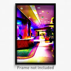 Pixel Art Poster - Vibrant Hotel Lobby (8 Bit Psychedelic Video Game Print)
