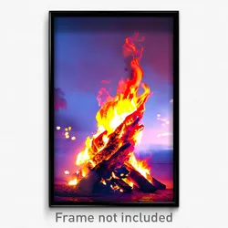 Pixel Art Poster - Flamboyant Fire (8 Bit Psychedelic Trippy Video Game Print)