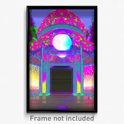 Pixel Art Poster - Glitch Art Pavillion (8 Bit Psychedelic Video Game Print)