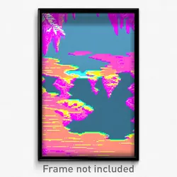 Pixel Art Poster - Glitch Art Cove (8 Bit Psychedelic Trippy Video Game Print)