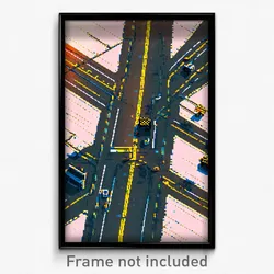 Pixel Art Poster - Detailed Intersection (8 Bit Psychedelic Video Game Print)