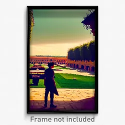 Pixel Art Poster - Distant Courtyard (8 Bit Psychedelic Trippy Video Game Print)