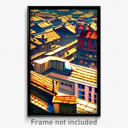 Pixel Art Poster - Admirable Rooftops (8 Bit Psychedelic Video Game Print)