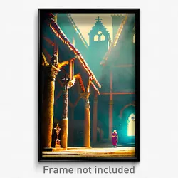 Pixel Art Poster - Wiggly Monastery (8 Bit Psychedelic Trippy Video Game Print)