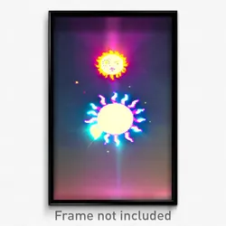 Pixel Art Poster - Electric Sun And Moon (8 Bit Psychedelic Video Game Print)