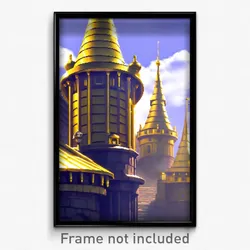 Pixel Art Poster - Golden Turret (8 Bit Psychedelic Trippy Video Game Print)
