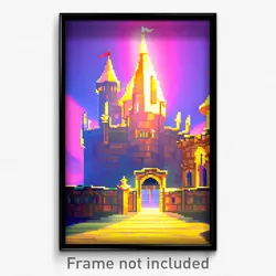 Pixel Art Poster - Villainous Castle (8 Bit Psychedelic Trippy Video Game Print)