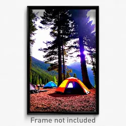 Pixel Art Poster - Fabulous Campsite (8 Bit Psychedelic Trippy Video Game Print)