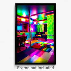 Pixel Art Poster - Colorful Den (8 Bit Psychedelic Trippy Video Game Print)