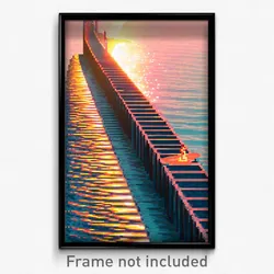 Pixel Art Poster - Vibrating Causeway (8 Bit Psychedelic Video Game Print)