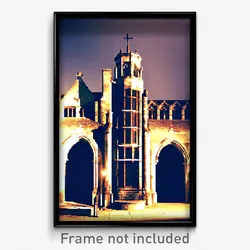 Pixel Art Poster - Hard To Find Almshouse (8 Bit Psychedelic Video Game Print)