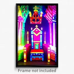 Pixel Art Poster - Colorful Throne (8 Bit Psychedelic Trippy Video Game Print)