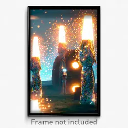 Pixel Art Poster - Sparkling Dolmen (8 Bit Psychedelic Trippy Video Game Print)