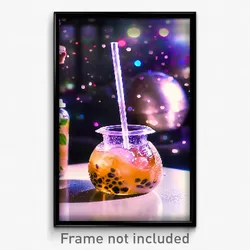 Pixel Art Poster - Fluid Bubble Tea (8 Bit Psychedelic Trippy Video Game Print)