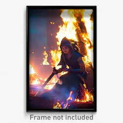 Pixel Art Poster - Lovely Fire (8 Bit Psychedelic Trippy Weird Video Game Print)