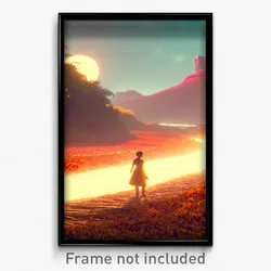 Pixel Art Poster - Warm Land (8 Bit Psychedelic Trippy Weird Video Game Print)