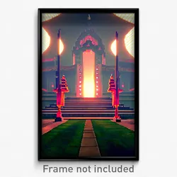 Pixel Art Poster - Hard To Find Temple (8 Bit Psychedelic Video Game Print)
