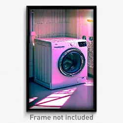 Pixel Art Poster - Webbed Washing Machine (8 Bit Psychedelic Video Game Print)