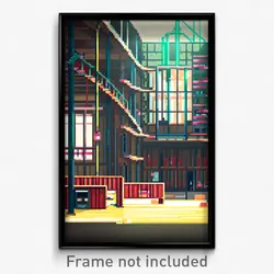 Pixel Art Poster - Artistic Factory (8 Bit Psychedelic Trippy Video Game Print)