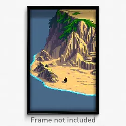 Pixel Art Poster - Barren Isle (8 Bit Psychedelic Trippy Weird Video Game Print)
